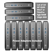 Lot of 10 - HP T520 Thin Client / 4GBR/ 16GBF / W7 / ThinPro /No OS installed