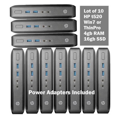 Lot of 10 -  HP T520 Thin Client / 4GBR/ 16GBF / W7 / ThinPro /No OS installed