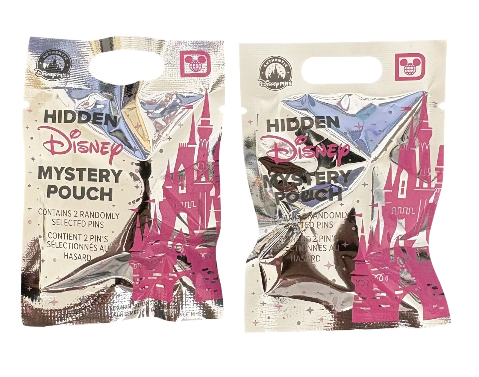 Disney World Hidden Mystery Wave B Pink Pin Pack Pouch Set of 2 Sealed - NEW