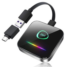 Wireless Carplay Adapter,2025 Upgrade 2-in-1 Convert Factory Wired to Wireles...