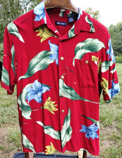 Puritan Colorful Tropical Flowers Rayon Shirt Men's Medium 