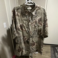 Pierre Cardin Men's L Floral Hawaiian Tropical Short Sleeve Button-Up