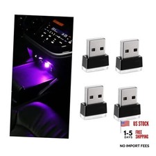 USB LED Car Interior Atmosphere Lamp - Portable Mini LED Night - Purple - 4 PCS