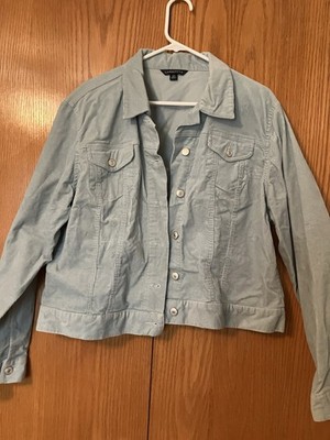 Lands' End Women's Blue Plus XL Short Button Front Jacket w/ Pockets