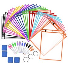 Dry Erase Pockets 30 Pack Reusable Oversized 10x13 Inch Classroom Organization