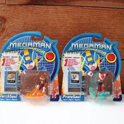 Mega Man NT Warrior TorchSoul & ProtoSoul Figure Lot w/ Battle Chips Mattel NIP