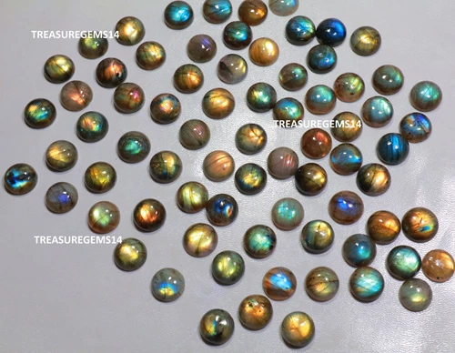250  CT WHOLESALE LOT NATURAL MULTI FIRE LABRADORITE 14X14 mm ROUND CABOCHON