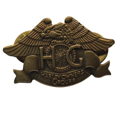 Harley Davidson HOG Pin 1983 Brass Owners Group Motorcycle chapter eagle offical