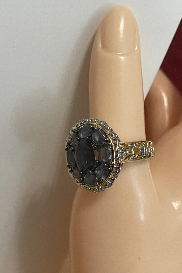 Gems en Vogue One-of-a-Kind 6.72ctw Teal Kyanite & London Blue Topaz Ring Size 9 - Image 4 of 4