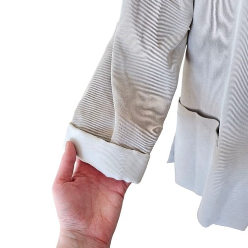 Hucke Mode Collection Light Cream Brown Striped Blazer with Shoulder Pads Sz 8 - Picture 5 of 11