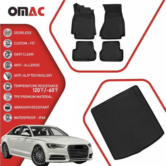 For Audi A6 SD 20122015 Floor Mats & Cargo Trunk Liner 3D Molded Fit Black Set eBay
