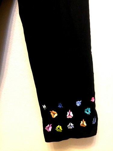 DressBarn Black Embroidered Multicolor Floral Dress Pants Size 10 - Picture 2 of 7