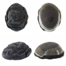 French Lace Toupee For Men Human Hair Replecement System Thin Skin Hairpiece Q6