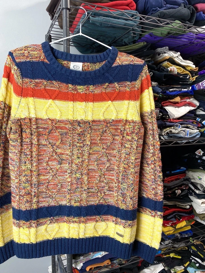 90’s Rip Curl Japan 3D Knit Striped Sweater Coogi style S Size - Image 3 of 4