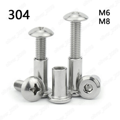 304 Stainless Steel Phillips Large Round Head Screws Hex Socket Furniture Nut M6