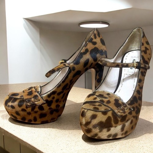 Miu Miu Women's Round Toe Mary Jane Pumps Leopard Size 36 Used From Japan