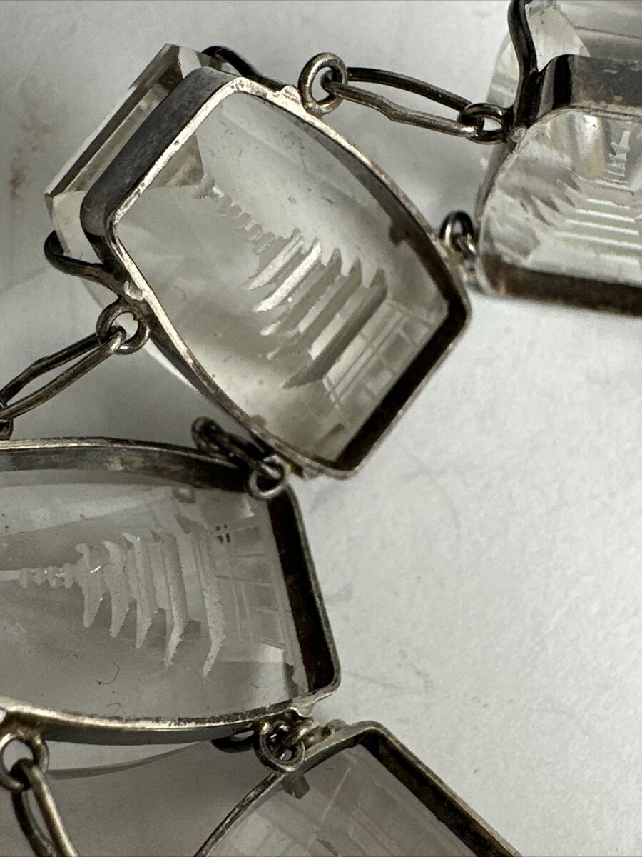 Vintage Sterling Silver Japan Rock Crystal Pagoda 1950S Vintage Sterling Silver Japan Rock Crystal Pagoda 1950S