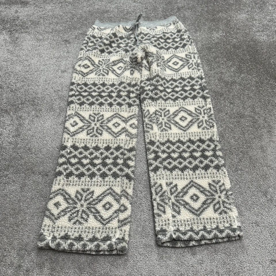 Pijama de piel Dylan Sherpa pantalones de salón para mujer pequeños grises geométricos rectos 32x31 Foto 2 de 4