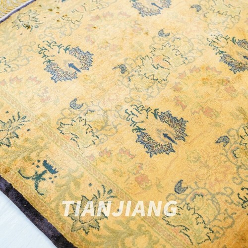 2.25x3.25ft Gold Silk Area Rug Handknotted Vintage Tapestry Floral Carpet 154AB - Picture 7 of 8