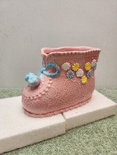 Napco 1970  s Baby booty Shoe Planter Delicate Pink Baby Girl Gift