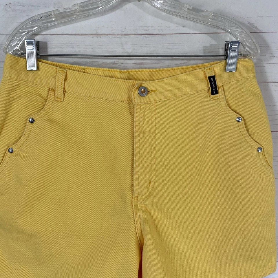 Vtg Rockies Womens High Waisted Bareback Denim Shorts Sz 13 Yellow Cotton 32x4 - Image 2 of 4