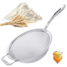 9" Large Mesh Strainer Stainless Steel 18/8 Extra Fine Quinoa Sieve with Soli...