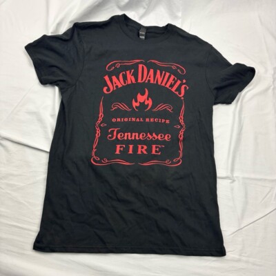 District Jack Daniels Fire Graphic T-Shirt Black Crew Neck Short Sleeve Small