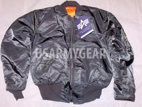 Alpha Industries NASA Men’s Sz L Navy Blue MA-1 Bomber Flight Military Jacket eB