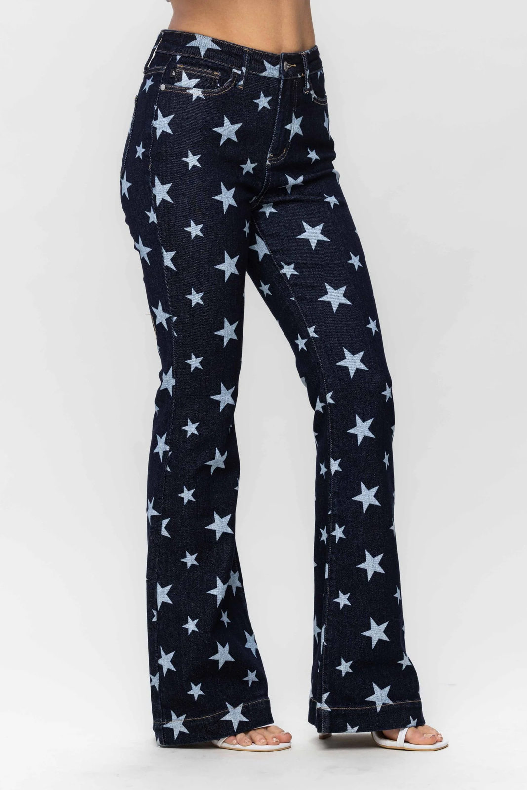 Judy Blue High Waist All Over Star Print Rinse Wash Flare Denim 88662 ...