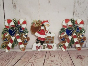 3 Christmas Crystalline Window Decoration Stain Glass Look