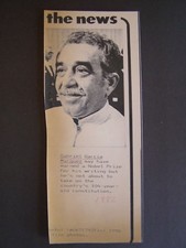 Nobel Prize Winner Press Wire Photo 1990 Gabriel Garcia Marquez 104 yr old Const