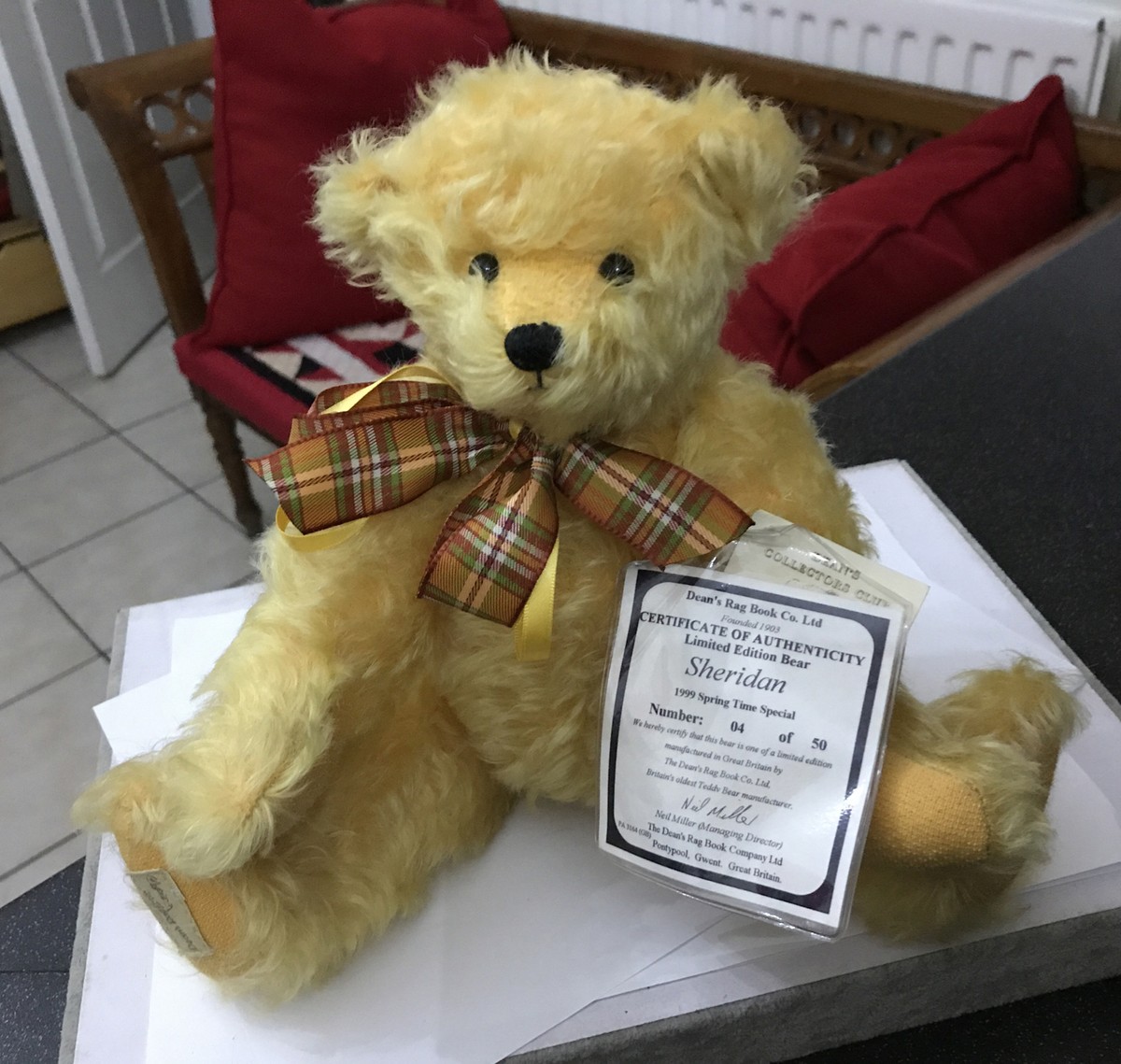 Vtg Deans Rag Book Plush Mohair Soft Toy Ltd Ed Jointed Teddy Bear