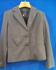 Apostrophe Cute Brown Pinstriped Gold and Tan 2-Button Blazer Women's Size 6