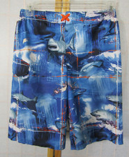 Joe Boxer Surf Polyester Blue Sharks Youth Swim Trunks Boys Size XL 14-16 
