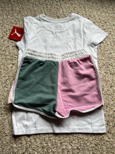 Puma Crew Neck Size 6 White Tee Short Sleeve & Shorts Set - Picture 2 of 9
