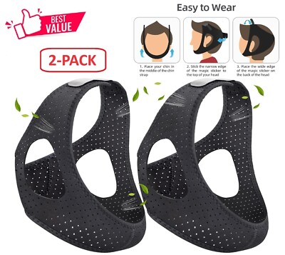 2 Pack Anti Snoring Chin Strap Sleep Apnea Snore Stop Belt Snoreless Sleep Jaw