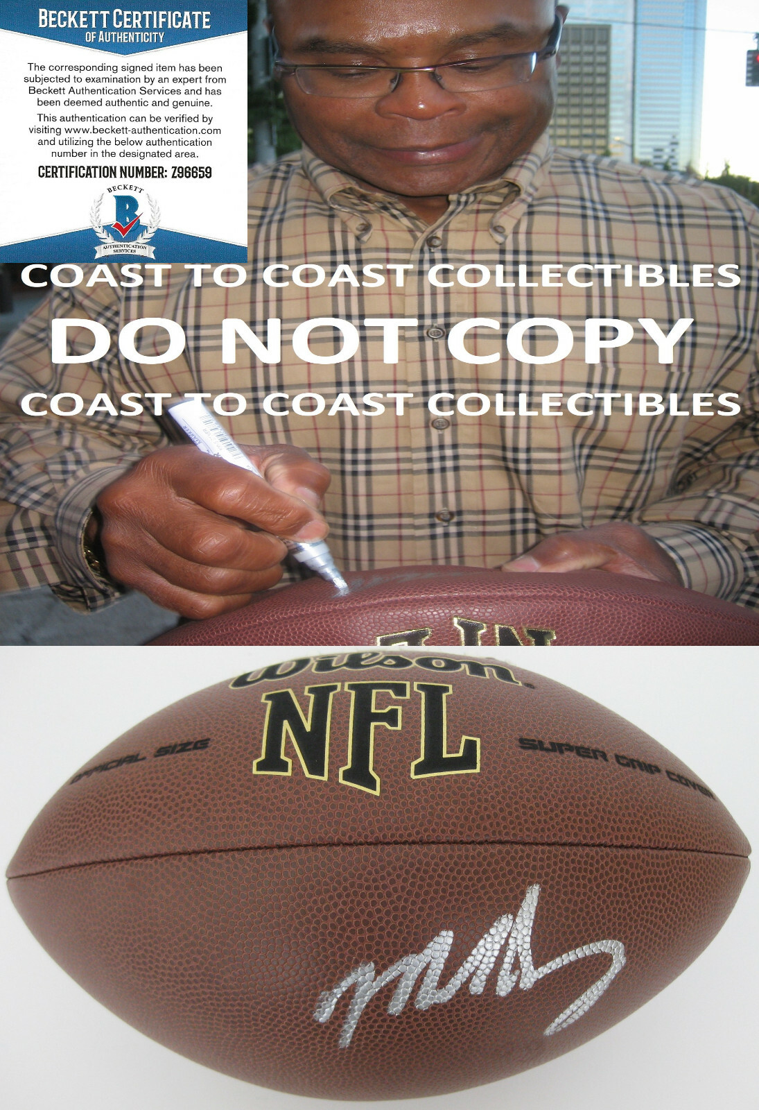 Mike Singletary Autographed Signed Chicago Bears Baylor Bears NFL football proof Beckett COA 