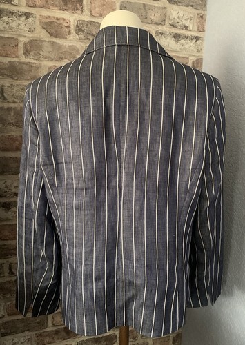 Basler Selection - blau-weiß gestreifter Damen Sakko Blazer - Größe 14 - gefüttert - Bild 2 von 5