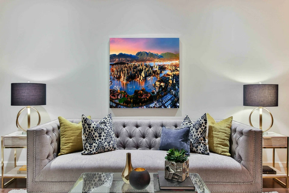 Leinwand Skyline City Ausblick Bilder Wandbilder - Hochwertiger Kunstdruck - Bild 3 von 4