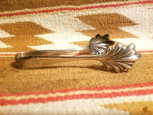 FINE S KIRK & SON STERLING SILVER OLD MARYLAND PLAIN 6 1/2" ICE TONGS 76.4g