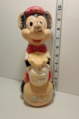 Vintage 1960s 10'' Mickey Mouse Coin Bank Blow Mold Plastic 