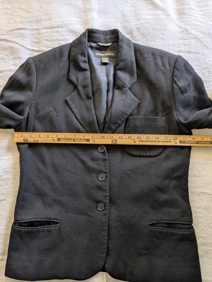 Blazer clásico azul marino Banana Republic para mujer talla 6 lino tejido en Italia Foto 4 de 4