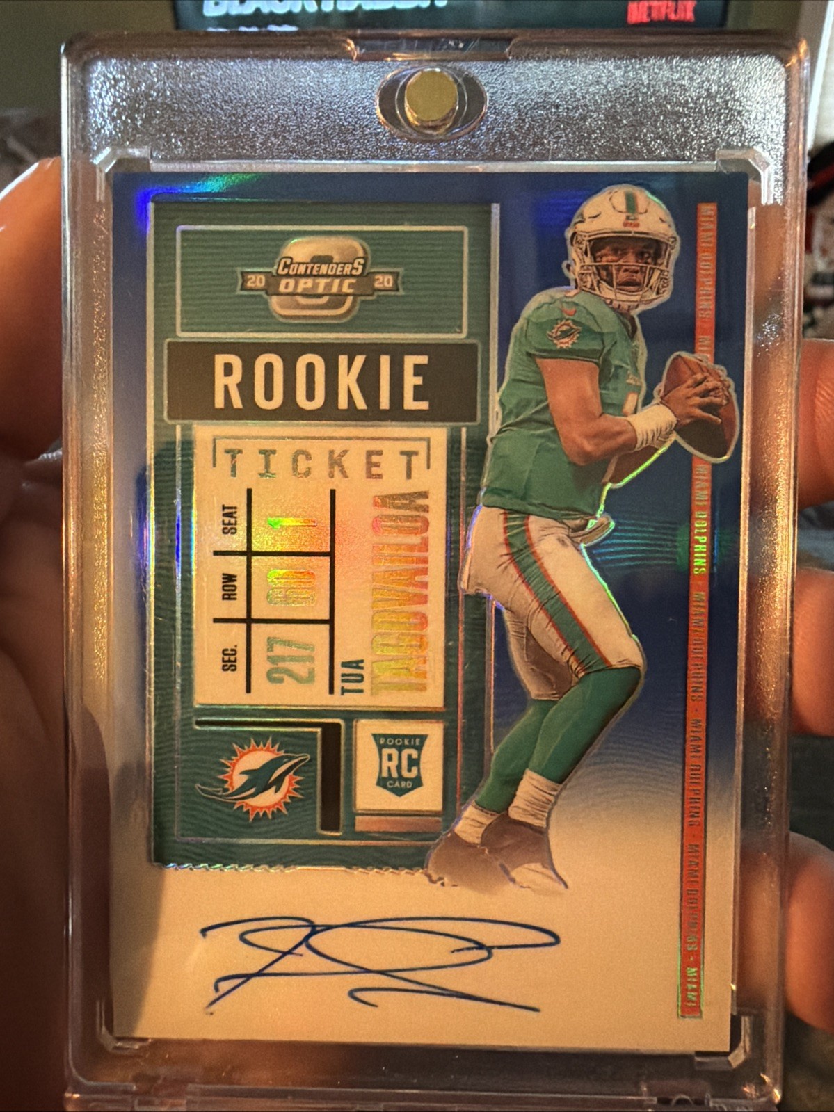 2020 Panini Contenders Optic - Rookie Ticket Auto Tua Tagovailoa #103 Blue /75