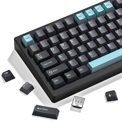 138 Keys PBT Gray Dark Blue Keycaps Japanese Style Custom Cherry Profile TKL
