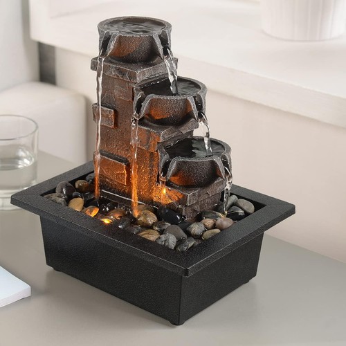 Home Décor Imitation 3-Tier Stone Wall Tabletop Fountain Many Natural River R... - Picture 8 of 8