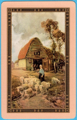 Rural Life ~ (c. 1920's) Congress 606 Antique Linen USNN Single Playing Card
