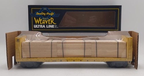 Mampara de ferrocarril Weaver calibre O Alaska vagón plano con carga de madera #12420 nueva en caja | Zustand: New