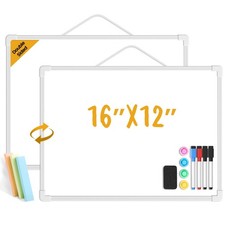 Small Dry Erase Board for Wall, 16" x 12" Double-Sided Hanging 16"x12", White