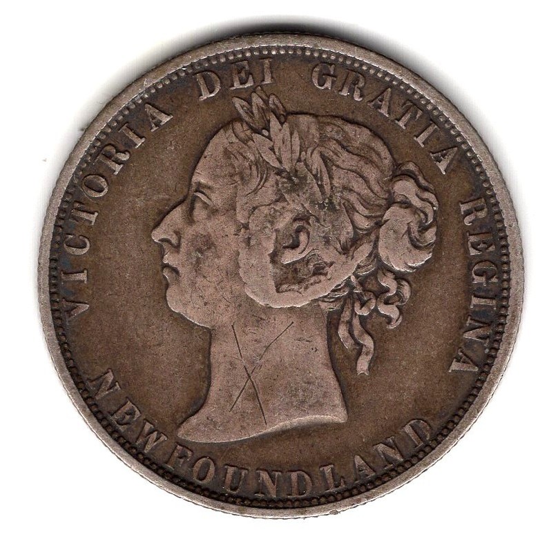 1882 H NEWFOUNDLAND SILVER 50 CENTS