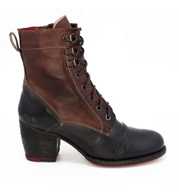 Bed Stu Judgement Leather Distressed Lace Up Ankle Boots Brown/Black Sz 6 - Image 1 of 4